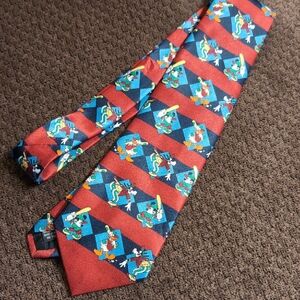 Vibrant Red and Blue Cartoon Character Men's Tie